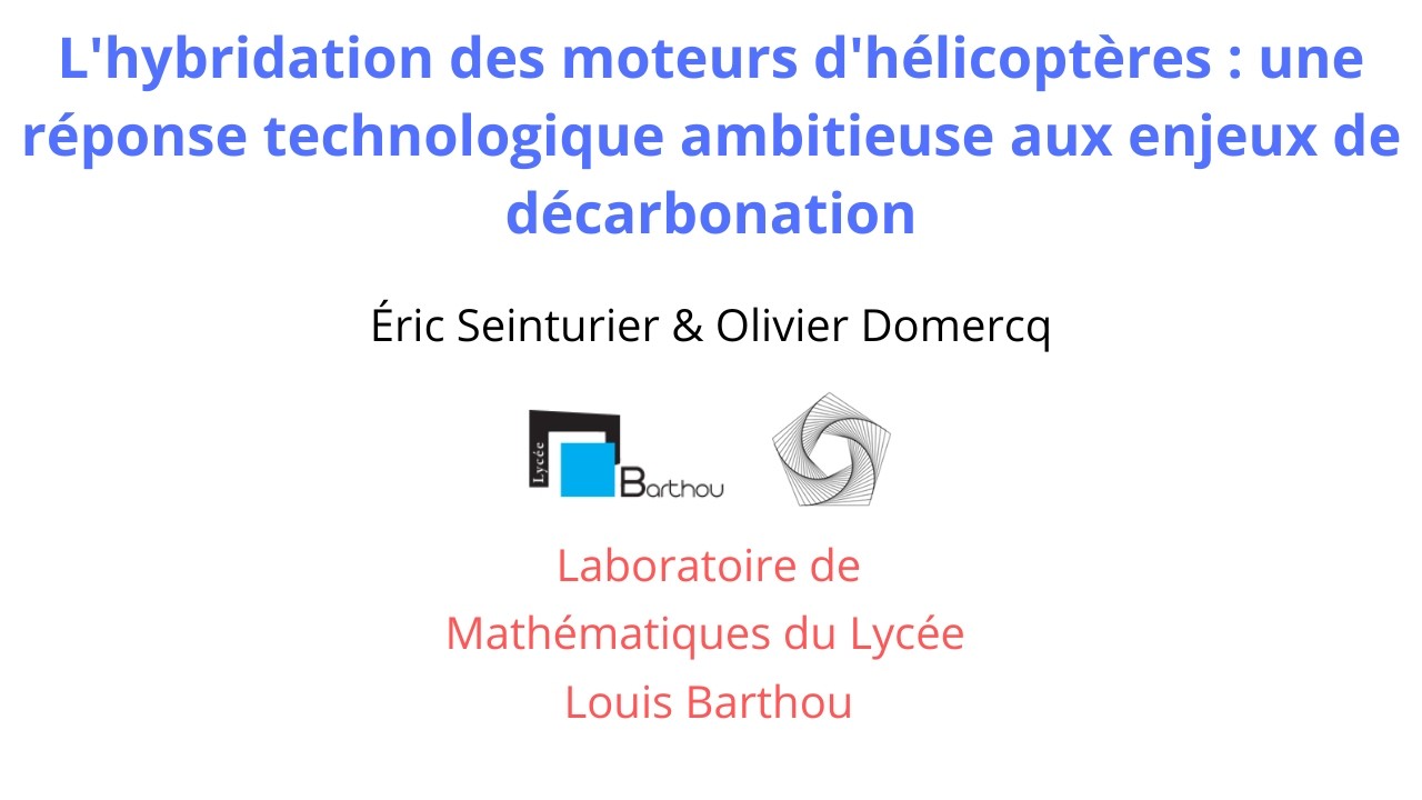 L'hybridation des moteurs d'hélicoptères par Éric Seinturier & Olivier Domercq